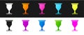Set Christian chalice icon isolated on black and white background. Christianity icon. Happy Easter. Vector Royalty Free Stock Photo