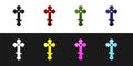 Set Christian cross icon isolated on black and white background. Church cross. Vector Illustration Royalty Free Stock Photo