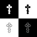 Set Christian cross icon isolated on black and white background. Church cross. Vector Illustration Royalty Free Stock Photo
