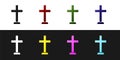 Set Christian cross icon isolated on black and white background. Church cross. Vector Royalty Free Stock Photo