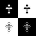 Set Christian cross icon isolated on black and white background. Church cross. Vector Royalty Free Stock Photo