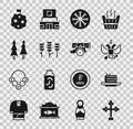 Set Christian cross, Medovik, National emblem of Russia, Snowflake, Wheat, Christmas tree, Moon with flag and Cannon