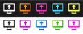 Set Christian cross on monitor icon isolated on black and white background. Church cross. Vector Royalty Free Stock Photo