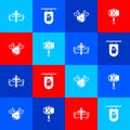 Set Christian cross, Street signboard with Bar, Medieval shield axe and icon. Vector