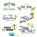 Set for Christianity holy week before easter, Lent and Palm or Passion Sunday, Good Friday crucifixion of Jesus and his