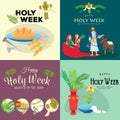 Set for Christianity holy week before easter, Lent and Palm or Passion Sunday, Good Friday crucifixion of Jesus and his