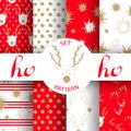 set of Christmas abstract vector paper with Christmas symbols and design elements for scrapbook Royalty Free Stock Photo