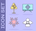 Set Christmas angel, Christmas tree, Christmas star and Merry Christmas on television icon. Vector