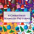 Set of Christmas background, seamless tiling Royalty Free Stock Photo