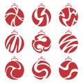 Set of Christmas balls icons. Hand drawn. Vector illustration Royalty Free Stock Photo