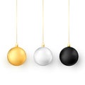 Set of Christmas balls. Realistic glossy xmas and new year tree decorations Royalty Free Stock Photo