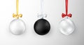 Set of Christmas balls. Realistic glossy xmas and new year tree decorations. Royalty Free Stock Photo