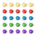 Set of Christmas balls on white background. Colorful Christmas and New Year toys decoration by snowflake