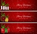 Set of christmas banners with gift boxes,bag and clock Royalty Free Stock Photo