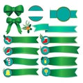 Set of christmas banners with green ribbon Royalty Free Stock Photo