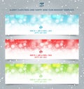 Set of christmas banners web winter white bokeh and sparkling lights Festive background Royalty Free Stock Photo