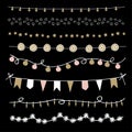 Set of Christmas borders and strings. Hand drawn garlands Royalty Free Stock Photo