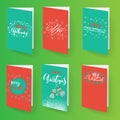 Set of christmas brochures templates. Vector Holidays cards collection. Hand drawn lettering elements. Royalty Free Stock Photo