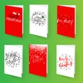 Set of christmas brochures templates. Vector Holidays cards collection. Hand drawn lettering elements. Royalty Free Stock Photo