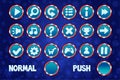 Set Christmas Buttons for Web and 2D Games UI. Normal and Push circle button. Royalty Free Stock Photo