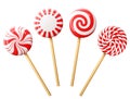 Set of christmas candy on wooden stick