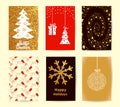 Set of Christmas card templates. Holiday backgrounds, New Year posters collection. Royalty Free Stock Photo