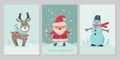 Set of Christmas cards with cute animals Royalty Free Stock Photo