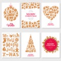 Set of Christmas cards with gingerbread cookies Royalty Free Stock Photo