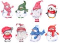 Set of Christmas cartoon characters