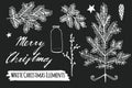 Set of christmas chalk sketches, hand drawn objects