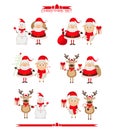 Set of Christmas characters, Santa Claus, reindeer