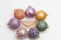 Set of christmas colorful bublles on white background Royalty Free Stock Photo
