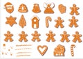 Set of Christmas cookies. Set of different gingerbread cookies for Christmas. Christmas gingerbread Christmas characters