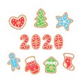 Set of christmas cookies hand drawing