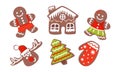 Set Of Christmas Decorated Gingerbread Cookies Vector Illustration Royalty Free Stock Photo