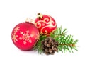 Set of Christmas decoration baubles isolated on white background Royalty Free Stock Photo