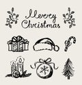 A set of Christmas decoration elements, handwriting