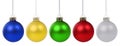 Set of Christmas decoration ornament with colorful balls baubles isolated on a white background Royalty Free Stock Photo