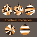 Set of Christmas decoration in polygonal style. Bauble, ornament, ball Royalty Free Stock Photo