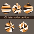 Set of Christmas decoration in polygonal style. Bauble, ornament, ball Royalty Free Stock Photo