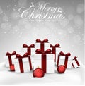 Set of Christmas decorations balls and gift box background Royalty Free Stock Photo