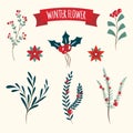 Set of christmas design elements. Vector illustration in hand draw doodle style. Royalty Free Stock Photo
