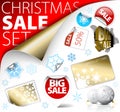 Set of Christmas discount tickets, labels, stamps Royalty Free Stock Photo