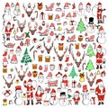 Set of Christmas Drawing illustration Hand drawn doodle Sketch line vector eps10 Royalty Free Stock Photo