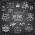 Set of Christmas emblems - Chalkboard. Royalty Free Stock Photo