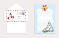 Set for Christmas envelope for the letter to Santa Claus, vector illustration Royalty Free Stock Photo