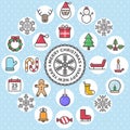 Set of christmas flat design icons object set vector illustration Royalty Free Stock Photo