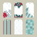 Set of Christmas floral tags Royalty Free Stock Photo