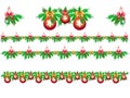 Set of Christmas garlands of fir with candles, snowflakes and Christmas balls.