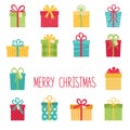 Set of christmas gift boxes. Merry Christmas and Happy New Year. Vector illustration